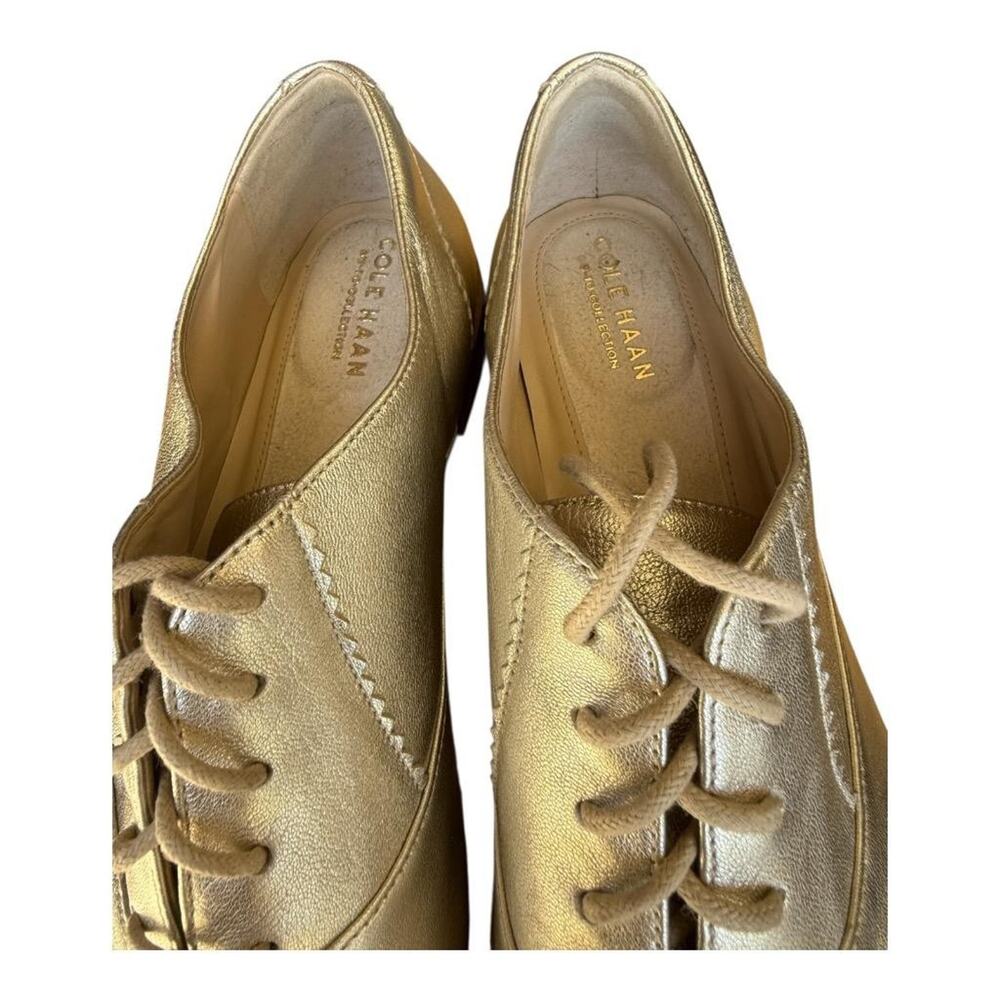 Cole Haan Arden Gold Leather Cap Toe Oxford Women size 6.5 - Picture 3 of 7